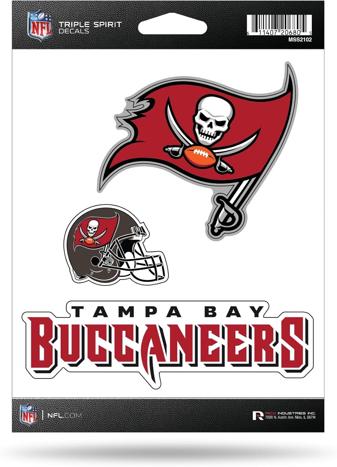 Rico Industries NFL Football Triple Spirit Stickers Triple Sticker Sheet